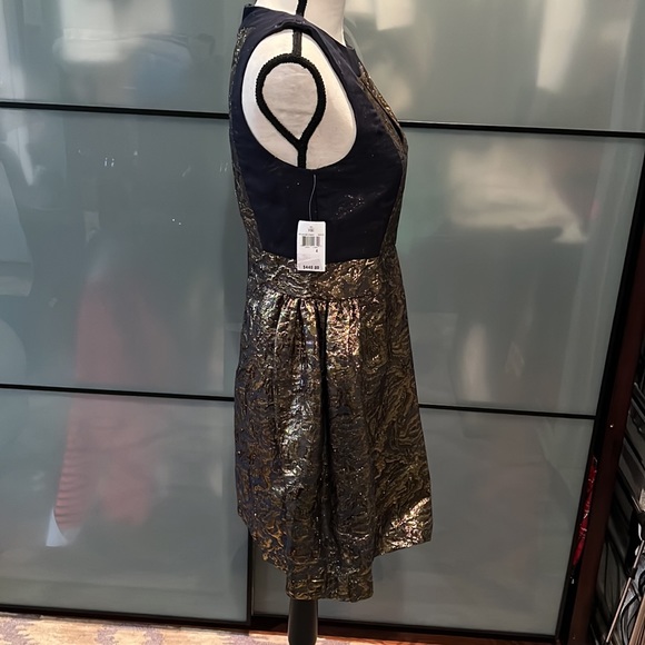 Tibi Navy and Gold Jacquard dress sz 4 NWT - Picture 6 of 9